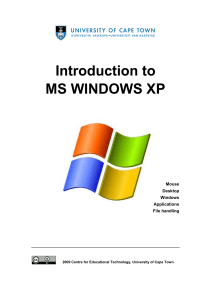 Introduction to MS WINDOWS XP - Vula