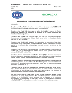 Memorandum of Understanding between FoodPLUS and IAF