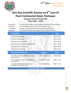 One Day Scientific Session on 8 June At Pearl Continental Hotel