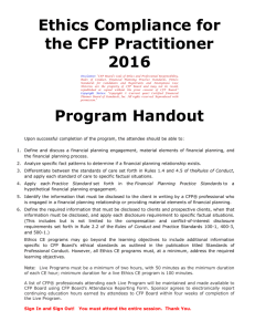 Ethics Compliance for the CFP Practitioner 2016 Program Handout