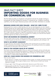 JBMS Fact Sheet - Importing goods for business or commercial use