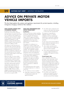 advice on private motor vehicle imports