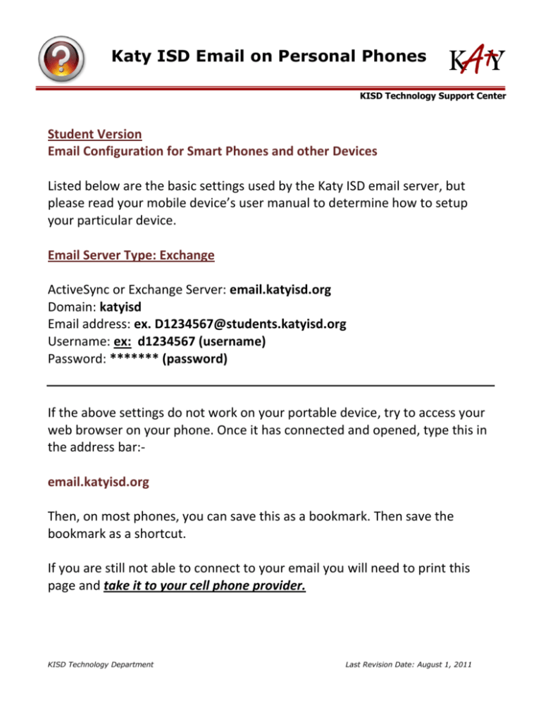 Katy ISD Email On Personal Phones