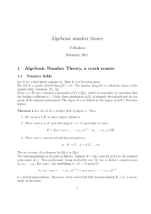notes on algebraic number theory