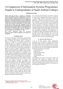 A Comparison of Information Systems Programmes Taught to