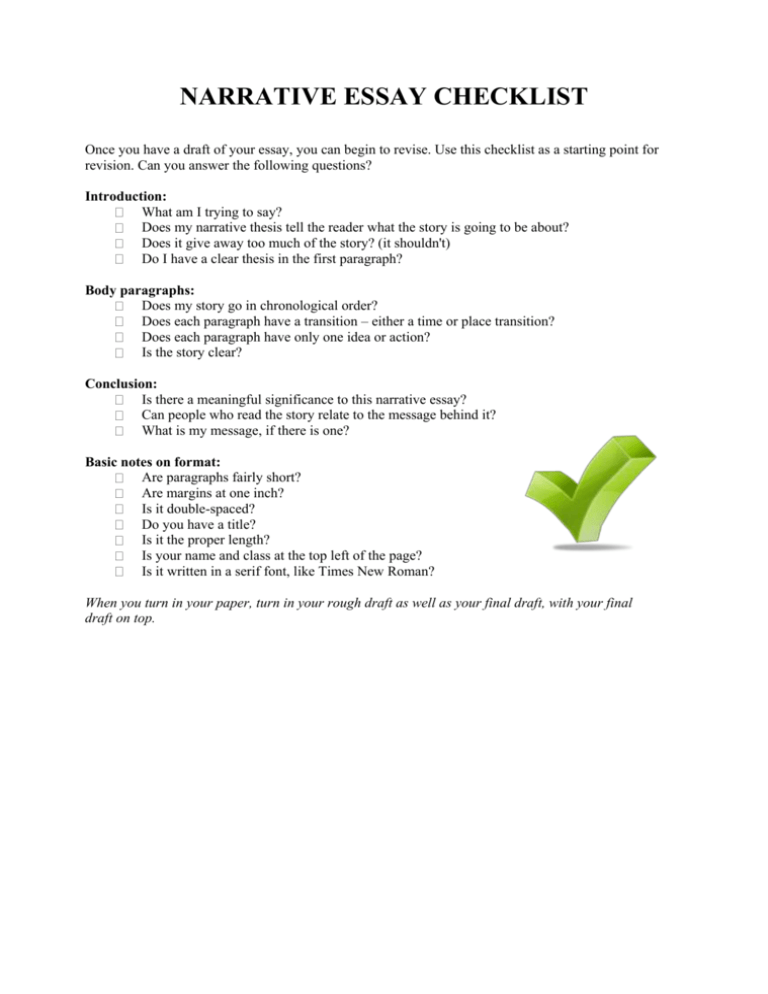 narrative essay checklist