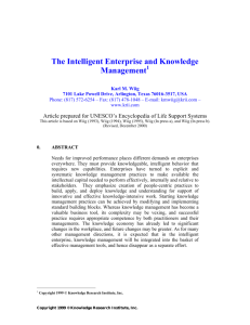 The Intelligent Enterprise and Knowledge Management ()