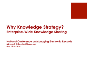 Why Knowledge Strategy? Enterprise-Wide Knowledge Sharing