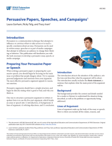Persuasive Papers, Speeches, and Campaigns1