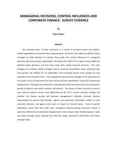 managerial decisions, control influences and corporate finance