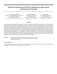 Stimulus detection and decision making via spike