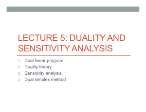 LECTURE 5: DUALITY AND SENSITIVITY ANALYSIS