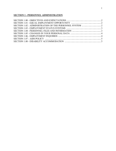 1 SECTION 1 - PERSONNEL ADMINISTRATION SECTION 1.00