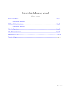 Intermediate Laboratory Manual Table of Contents Photoelectric