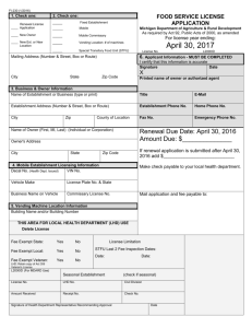 Food License Application - Genesee County Health Department