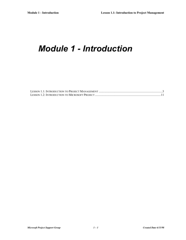 Module 1 - Project Management Introduction