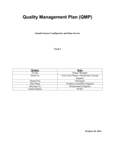 Quality Management Plan (QMP)
