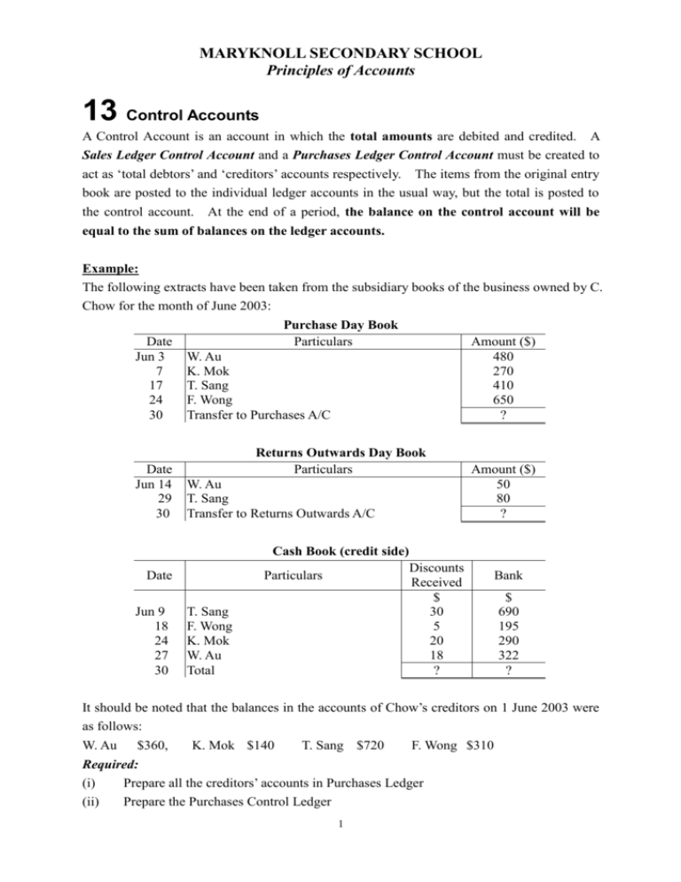 sales-ledger-control-account