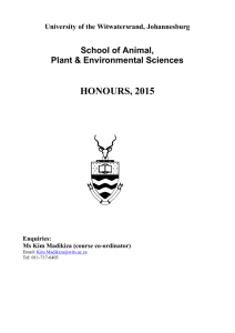 Honours Course Outline for 2015 - University of the Witwatersrand