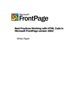 Best Practices Working with HTML Code in FrontPage 2002