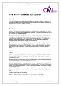 Assignment Brief - Unit 7003V1: Financial management Version 1
