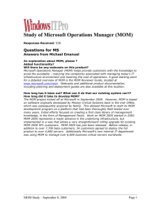 Study of Microsoft Operations Manager (MOM)