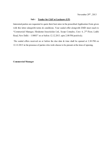 November 29th , 2013 Sub : Tender for C&F at Lucknow (UP