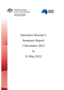 Executive Director's Summary Report 1 December 2011 to 31 May