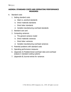 Standard Costs / Variance Analysis