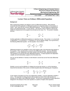 Lecture notes for numerical solution of ODEs