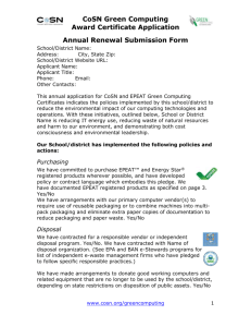 Annual Certification Renewal Application, Green Computing