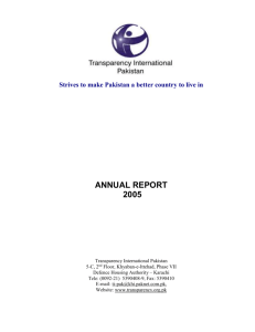 TI Pakistan Annual Report 2005 - Transparency International Pakistan