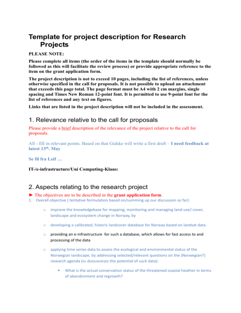 project description in research