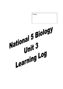 Unit 3 Life on Earth Learning Log/Revision Sheet