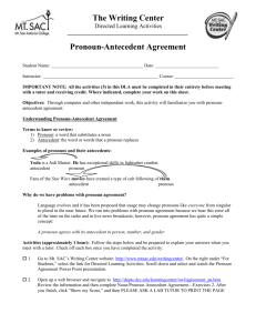 Pronoun Agreement DLA