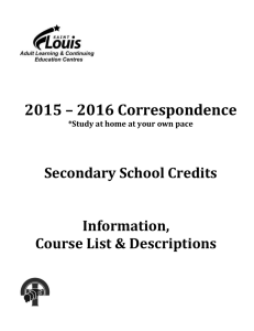 Secondary School Credits Correspondence