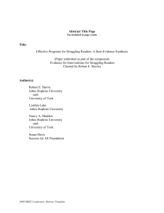 SREE 2008 Conference Structured Abstract