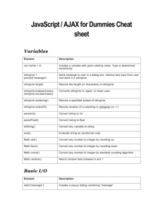 JavaScript / AJAX for Dummies Cheat sheet