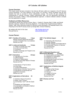 AP Calculus BC Syllabus And Pacing Guide