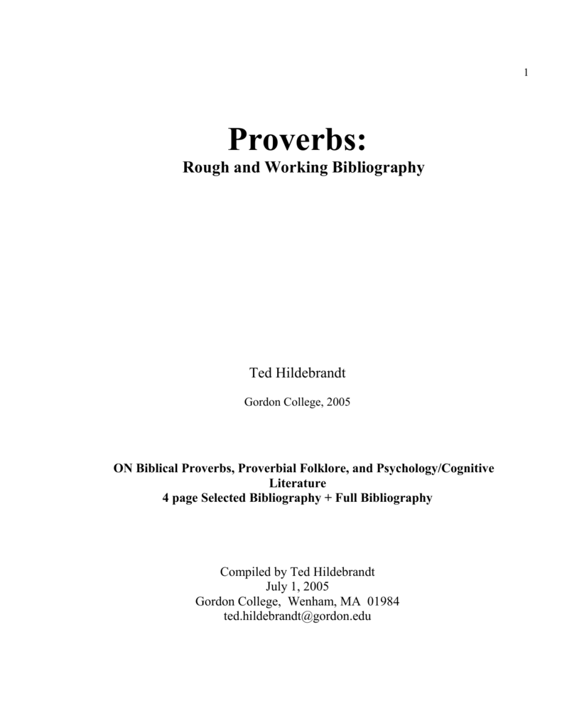 Nieuw Proverbs--A Rough and Working Bibliography UI-59