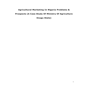 Agricultural Marketing In Nigeria Problems & Prospects