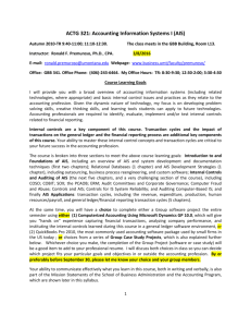 ACCT 310-Accounting Information Systems Office Hours: Tuesday