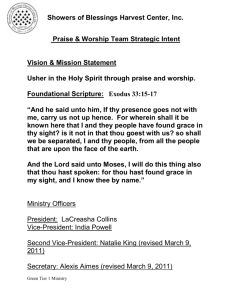Adult Praise & Worship Team Strategic Intent