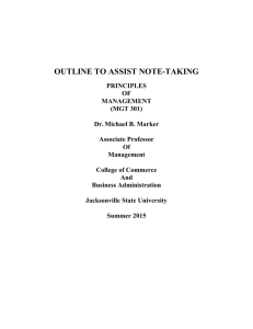 class notes outline - JSU | Management and Marketing