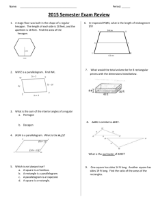 2015 Semester Exam Review 1 A stage floor was built in the shape