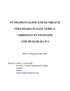 Fundamentalism and Outreach Strategies in East Africa – Christian