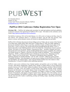 PubWest 2016 Press Release