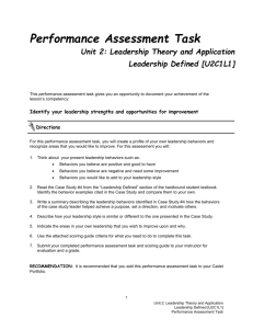 Performance Assessment Task