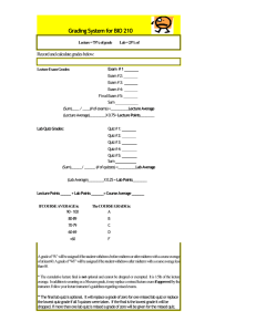 Grading System for BIO 210