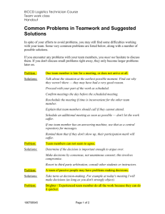 Common Problems in Teamwork and Suggested Solutions